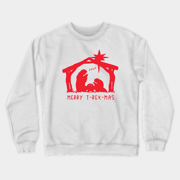 Christmas Cheer: Merry T-Rex-Mas (red text) Crewneck Sweatshirt by Ofeefee